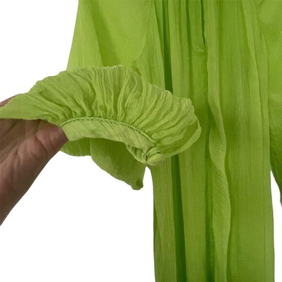 Mara Hoffman Edmonia Dress Stencil Midi Sheer Neon Lime Green Cover Up Size XS - Picture 9 of 15